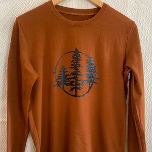 Brown Graphic T-Shirt. Fall/trees. M/L. Please see p to p measurement.
